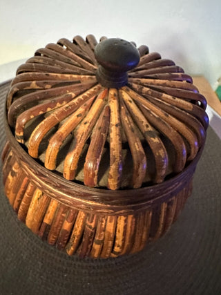 Basket Wood-Bamboo Round w/lid MTS|131306