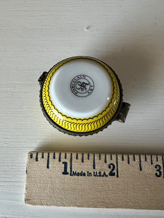 Yellow floral vintage porcelain pill box RSV|113567