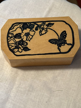 Wood butterfly /floral box  #SM. RCD