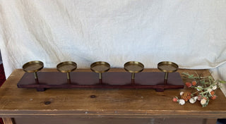 Crate & Barrel Brass 5-Pillar Candelabra (LZD - RSV)|126139