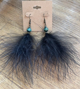 Feather earrings black RSV|68396