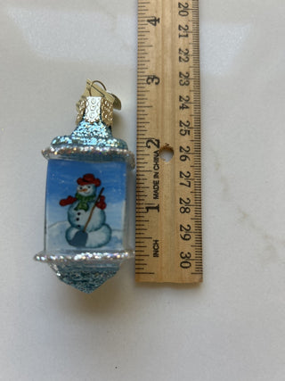 Old World Christmas RETIRED Snowman Glass Ice Cube Ornament, Inside Art Ornament-RSV|124718