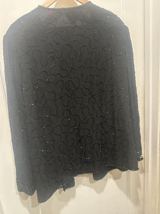 Vintage Women's Black Beaded Formal Jacket Size 2X #62 VV MTS|134706