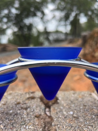 BB vintage post-modern tealight holder cobalt blue cones