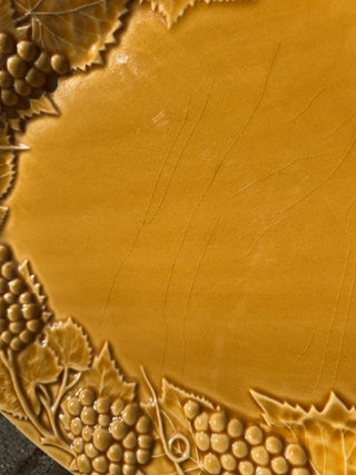 AS IS KW 15.25” Bordallo Pinheiro Oval Serving Platter Grape Amber (gold/yellow)