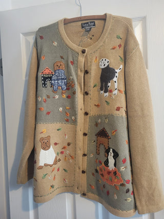 Vintage Extra Point Women's 3X Cardigan w/Dogs RCD|135814