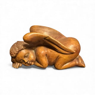 Vintage hand carved wooden cherub sculpture #62 VV MTS