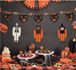 VB Vintage Halloween Jointed Cat Streamer|113274