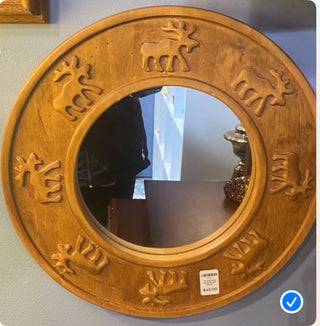 Round Solid wood Moose Mirror RCD|93445