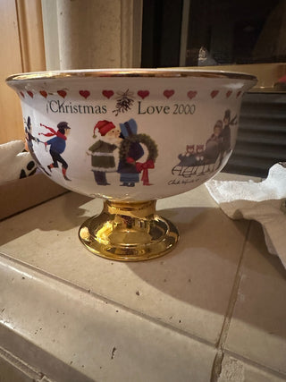 Charles Wysocki Teleflora Christmas Love Vase/bowl 6.5" x 7.5" RCD|73948
