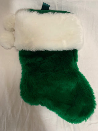Green plush stocking w/white cuff|132224