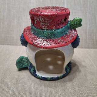 Snowman Head Ceramic Candle Holder MTS|124145