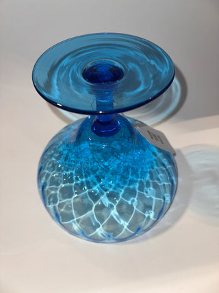 MCM Empoli Style Teal Glass Compote-K|50599