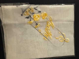 Vintage new handkerchief Mother in yellow RCD