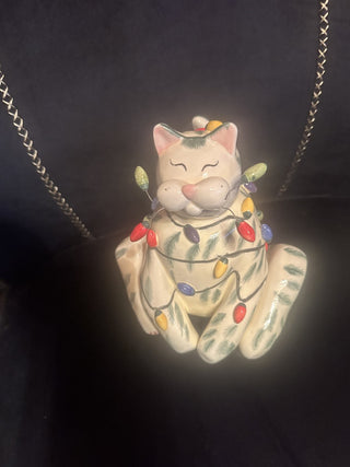 2002 Annaco By Amy Lacombe Signed Whimiclay Ceramic Christmas cat Sparkie #62 VV MTS|126237