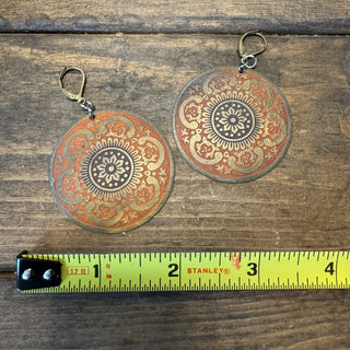 Vintage Brass Mandala Leverback Earrings MTS|145587