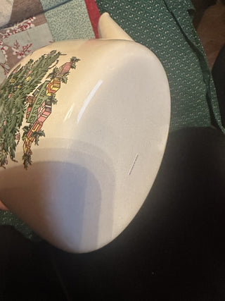 Spode Christmas Tree Whistling Tea Kettle Pot Pocelain Enamel 2.2 quart, Vintage Christmas Tea Pot #62 VV MTS|131363