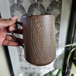 Peet's Coffee Brown & White Crosshatch Mug (BRI) - MTS|52321