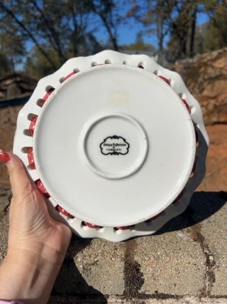 KW 9.75” Antique Reflections collection by I. Godinger & Co., "Dress Me Up" or ribbon-trim candy/serving dish