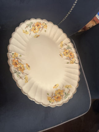 Vintage Golden Ware Sebring 22k Gold yellow Daisies Square Porcelain Plate #63 VV MTS