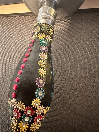 Candlestick Leather, Metal, Beaded 8" MTS