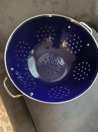Enamel colander cobalt blue 11 inches|109739