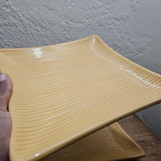 Molde - Yellow Square Ribbed Salad Plates [Portugal] (BRI) MTS|46778