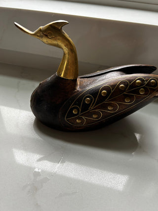 Vitage Brass and Wooden Swan-RSV|116169