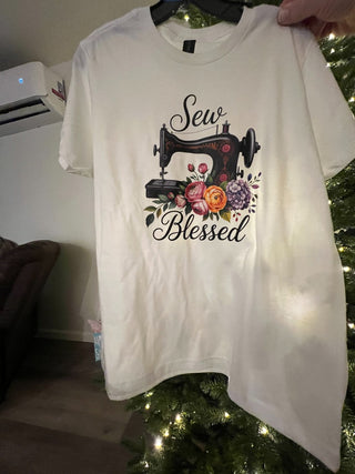 L woman's tee. with sew blessed print
