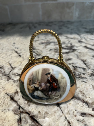 Antique French Limoges Handbag Trinket/Pill Box RCD