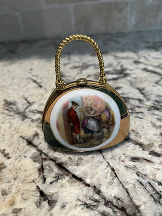 Antique French Limoges Handbag Trinket/Pill Box RCD