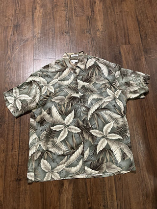 Men's XL Vintage Pierre Cardin Palm Tree Leaves Hawaiian Shirt RCD