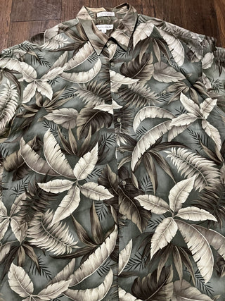 Men's XL Vintage Pierre Cardin Palm Tree Leaves Hawaiian Shirt RCD