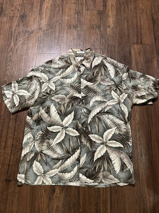 Men's XL Vintage Pierre Cardin Palm Tree Leaves Hawaiian Shirt RCD
