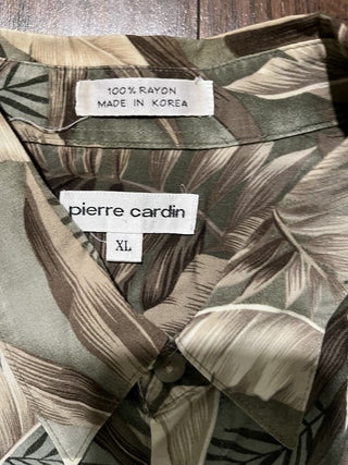 Men's XL Vintage Pierre Cardin Palm Tree Leaves Hawaiian Shirt RCD