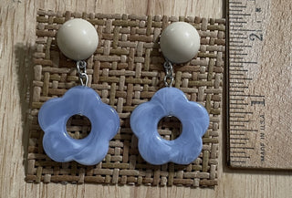 Boho Sky Blue Flower Dangling Earrings MTS|64072