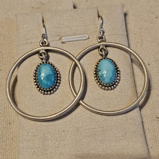 .925 sky blue turquoise hoop earrings