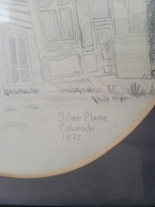 10x13 Framed Sketch of Silver Plume CO in 1872, Signed RCD|96305
