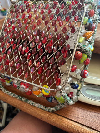 Beaded Metal pyrex dish holder (8"x8"/2 qt dish) 9"x9" RCD|99132