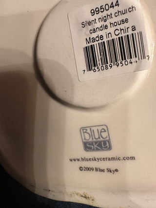 Blue Sky Clayworks Christmas Silent Night Church Tea Light candle holder 13" #62 VV MTS|126942