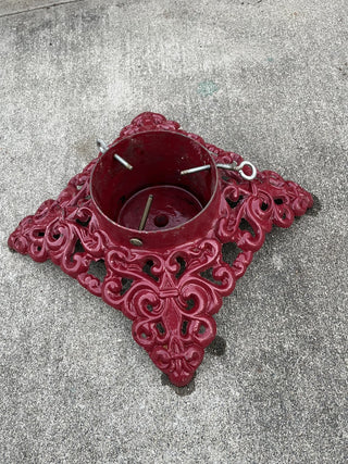 Gorgeous Vintage Cast Iron Red Christmas Tree Stand RCD|134230
