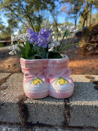 Vintage Parma by AAI Pink ceramic baby bootie planter