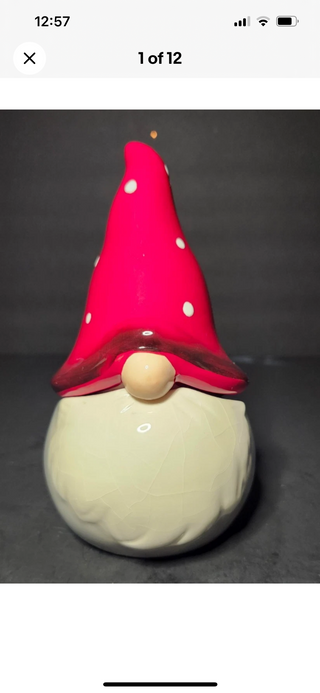 Whimsical Cupboard Strawberry St Christmas Gnome Red Hat W/ Lid|131591