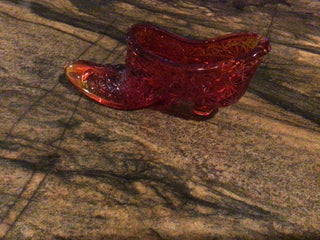 Fenton Glass Amberine Daisy & Button Shoe Slipper RSV