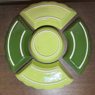 Vintage MCM 5 Pc Green Ceramic Chip & Dip Set MTS|80826