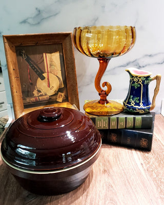 Empoli Amber Glass Pedestal Bowl  RSV
