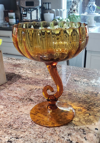 Empoli Amber Glass Pedestal Bowl  RSV