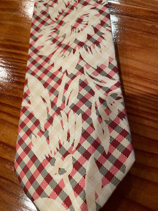 VNTG Hugo Boss Plaid Flower Silk Tie~MTS|113783