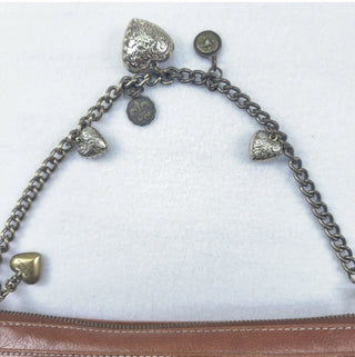 Y2K Kathy Van Zeeland Brown Faux Leather Clutch Purse with Charms strap (New) #63 VV MTS|118054