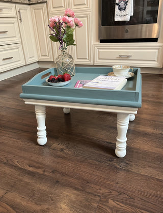 Handmade Breakfast in Bed Tray with Legs (Teal/White)|75822